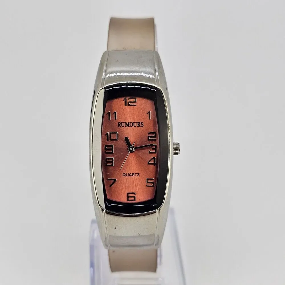 Rumours Women's Watch 22MM Pink Orange Dial Clear‎ Plastic Bands New Battery
